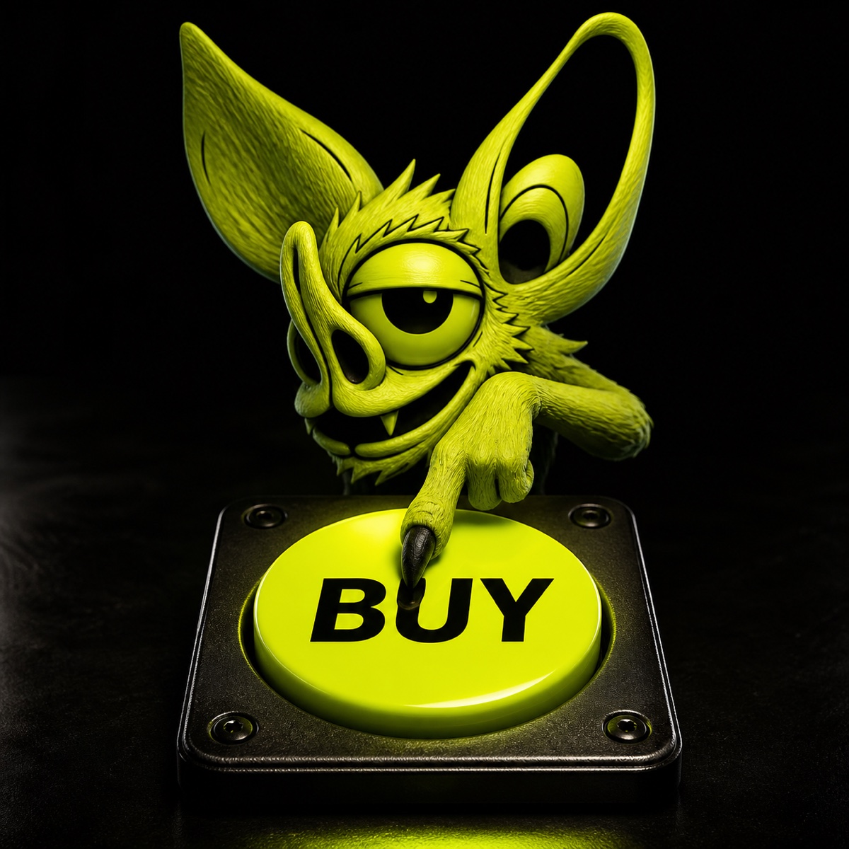 Hoodrat pressing the fluorescent BUY button