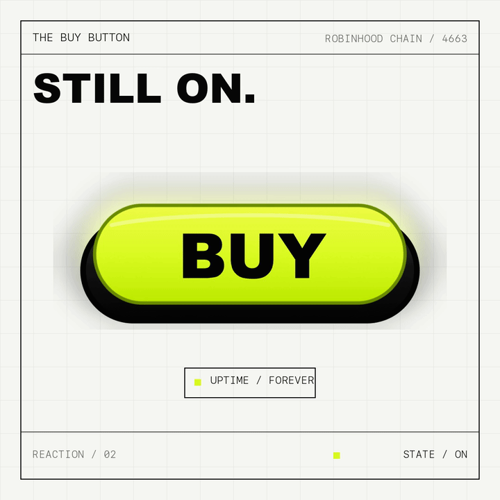 Animated glowing Buy Button beneath the words Still On